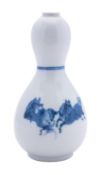 A small Japanese blue and white porcelain double-gourd sake bottle,