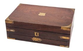 A Victorian brass bound mahogany artist's paintbox, by Reeves & Sons Ltd.