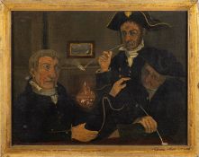 Circle of Thomas Patch (British, 1725-1782) - A study of three figures in an interior