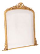 A giltwood and composition framed overmantel mirror, in 18th century taste,