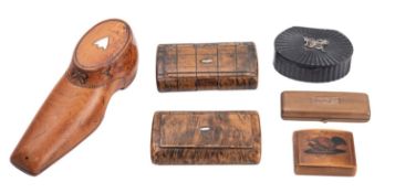 A George III fruitwood, probably pear or apple snuff shoe,