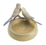 A 1930s green onyx and cold painted bronze vide poche,