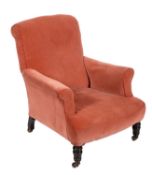 A Victorian and later peach upholstered armchair, by Cornelius V.