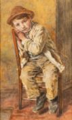 William Henry Hunt (British, 1790-1864) - Boy seated on a chair - Watercolour on paper - 30 x 18.