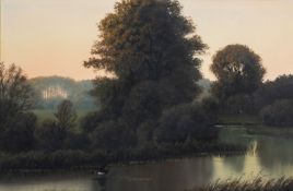 Cai Rönnow (Danish, 20th century) - Path by a river - Gouache on paper - 29.5 x 45.