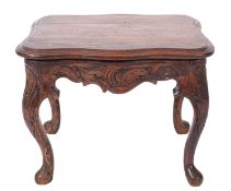 A carved walnut low table, George II,