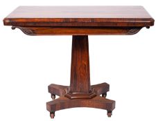 A William IV rosewood rectangular card table,
