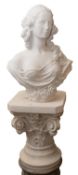 A simulated plaster bust of a maiden,