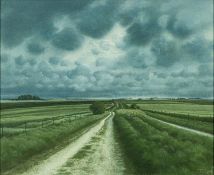 * James Lynch (British, b 1956) - Cart Track, White Sheet Hill - Gouache - 29 x 36cm,