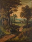 E. Mazzoni (late 19th Century) - Figure walking along a wooded path - Oil on canvas - 89.