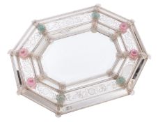 A Venetian glass framed octagonal wall mirror,