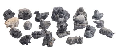 A collection of twenty Inuit simulated argillite composition models,