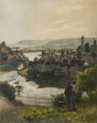 After Hans Thoma (German, 1839-1924) - 'Rhine near Laufenberg' - Colour print - 41 x 33cm, 63.