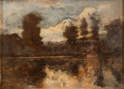 Charles François Daubigny (France, 1817-1878) - A river landscape - Oil on board - 15 x 20.
