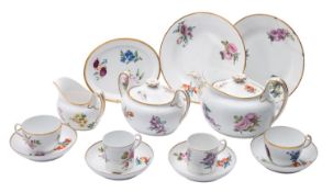 A Wedgwood First Period bone china botanical part tea service, circa 1815-20 in Bute shape,