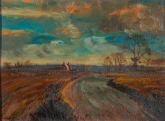 20th Century British school - 'War Road' - Oil on board - 29 x 39.