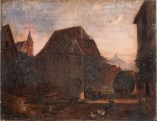 19th Century continental school - A Flemish town scene - Oil on canvas - 24 x 31cm,