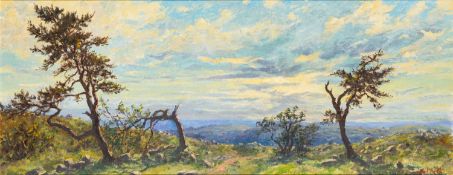 * Ernest Knight (British, 1915 - 1995) - Dartmoor - Oil on board - 39 x 100cm,