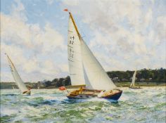 * Deryck Foster (British, 1924-2011) - Racing Yachts - Oil on board - 44 x 59.5cm, 59 x 74.