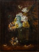Annie Lee (19th Century) - Still life of flowers in a glass vase - Oil on canvas - 29.5 x 22cm, 42.