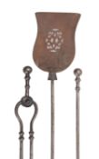 A set of Regency steel fire irons, circa 1815; comprising shovel, poker and tongs,
