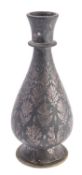 An Indian bidriware silver inlaid bottle vase,