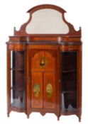 An Edwardian part painted mahogany and glazed display cabinet,