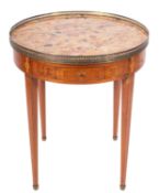 A Continental kingwood parquetry and marbre breche d'alep gueridon, in early 19th century style,