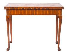 A probably Irish George II yew wood parquetry card table,