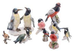 A collection of Karl Ens and other Continental porcelain figures of birds,
