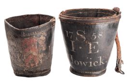 Two 18th century leather fire buckets,