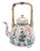 A Chinese famille verte wine pot and a cover,
