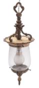 A gilt metal and glass hanging lantern in 18th century taste,