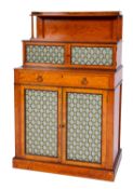 A Regency satinwood and brass lattice fronted chiffonier,
