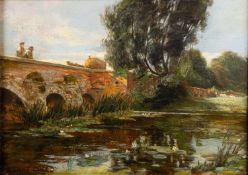 Reginald 'Rex' Vicat Cole (British, 1870-1940) - Iford Bridge, Hampshire - Oil on board - 24 x 33.