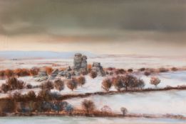 * James Martin (British, contemporary) - Dartmoor below a cloudy sky - Pastel on paper - 31 x 45.