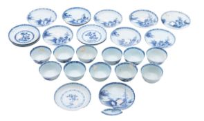 A collection of Chinese 'Nanking Cargo' teabowls and saucers,