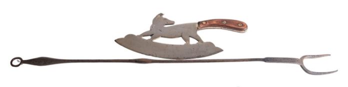 A Victorian steel herb chopper in the form of a fox,