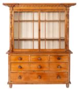 A Victorian pine and glazed display cabinet,