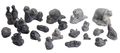 A collection of twenty Inuit simulated argillite composition models,