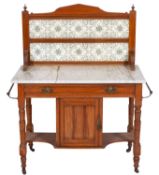 A Victorian pine and marble topped washstand,