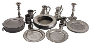 An extensive collection of 18th and 19th century pewter flatware;
