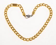 A curb link bracelet, with replacement white metal lobster catch, catch marked Pt,