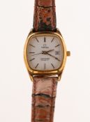 Omega Seamaster, a gentleman's quartz wristwatch the cushion dial having raised baton numerals,