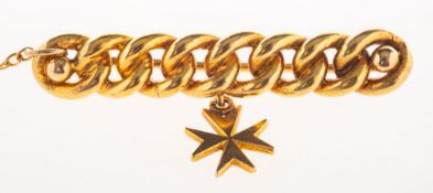 A curb link Maltese cross brooch, possibly Victorian,