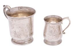 A Victorian silver christening mug, of campana form, with an 