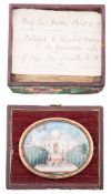 A cased 19th century Indian portrait miniature brooch, oval outline,