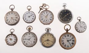A selection of silver and other pocket watches, to include: Kays, a keyless silver pocket watch,