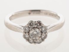 The Diamond Story, a platinum diamond daisy ring,