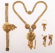 A matching suite of Etruscan revival style jewellery,